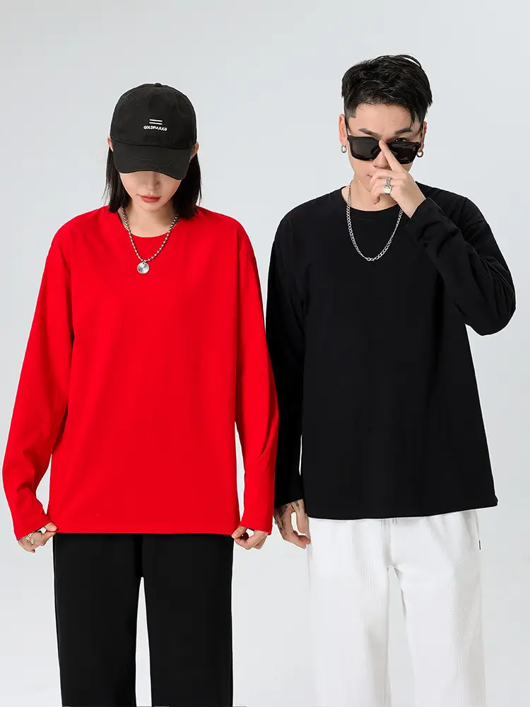 220g Cotton Long Sleeve Round Neck T-Shirt - Image 16