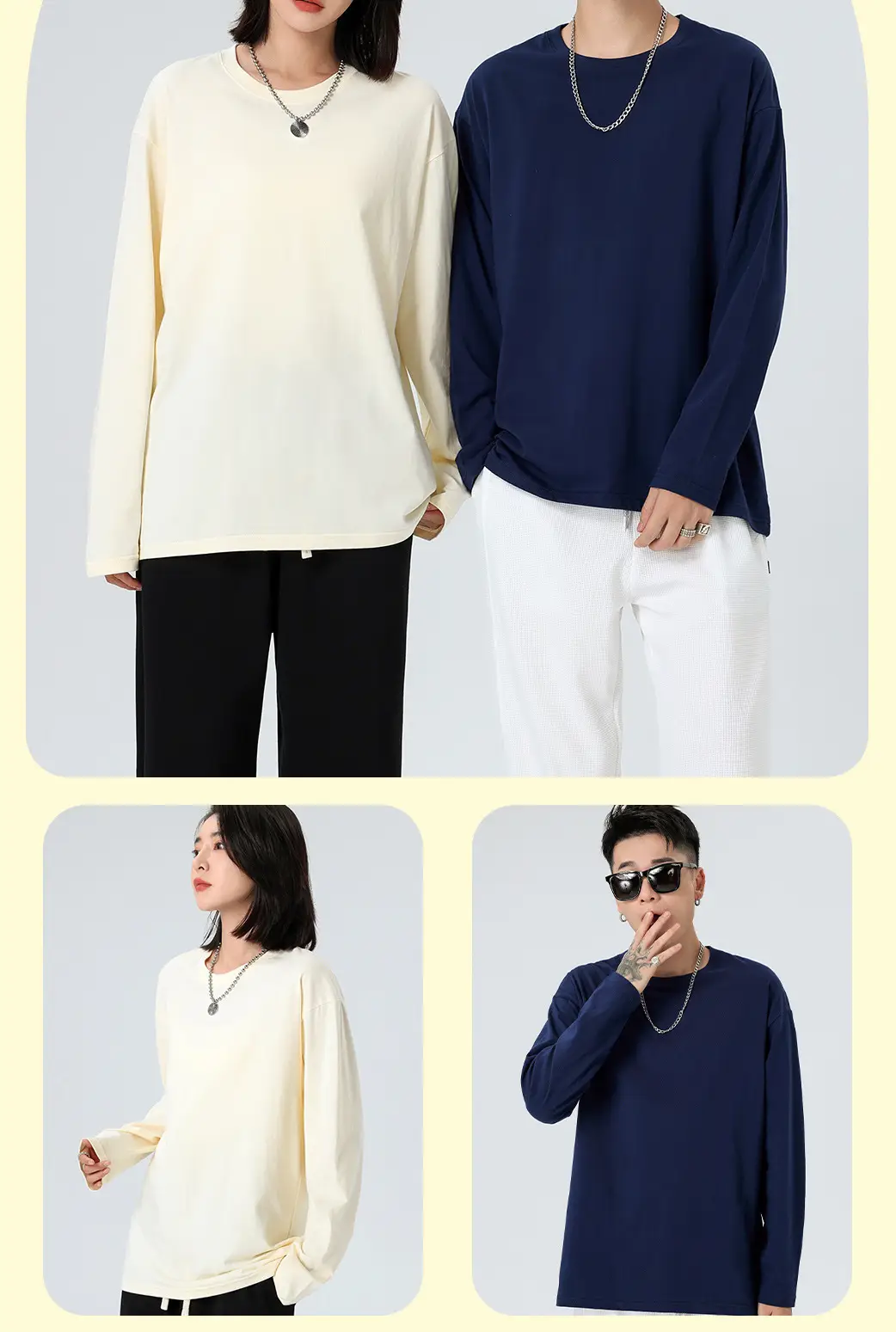 220g Cotton Long Sleeve Round Neck T-Shirt — feature 10