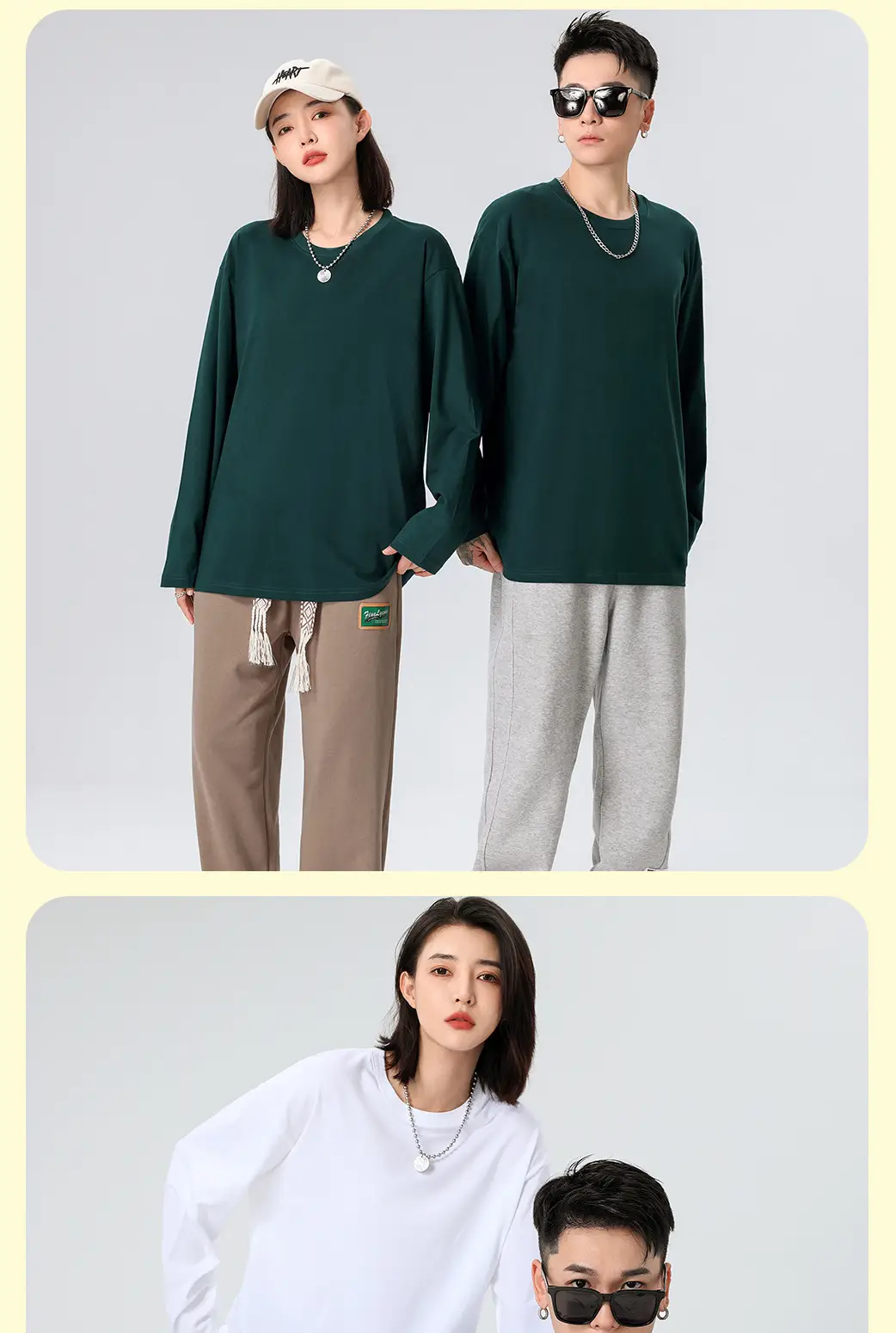 220g Cotton Long Sleeve Round Neck T-Shirt — feature 11
