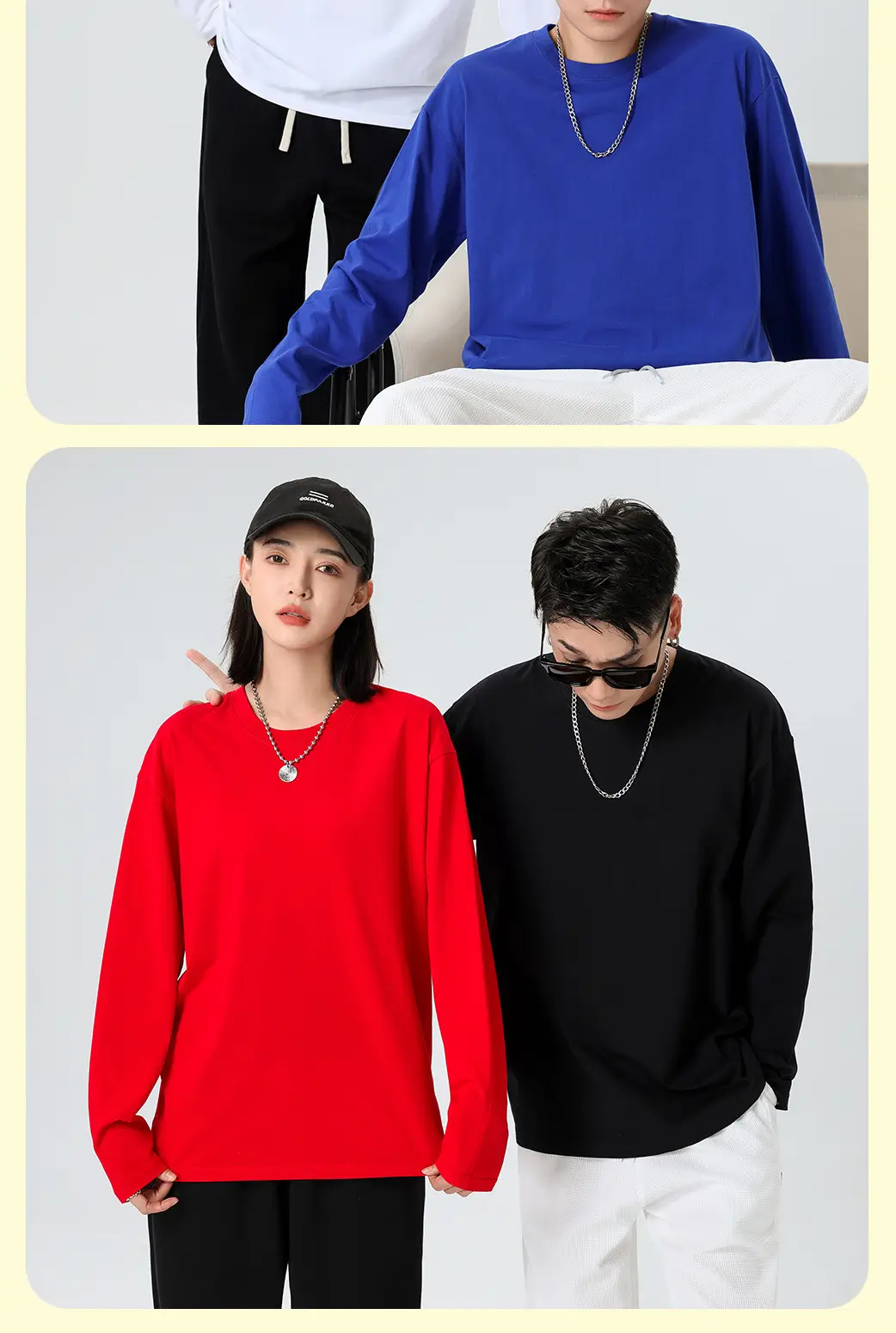 220g Cotton Long Sleeve Round Neck T-Shirt — feature 12
