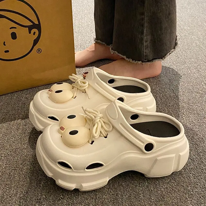 Internet Celebrous Cave Shoes Women's Summer Outwear Explosions Sandals Thick Sole Baotou Beach Two-Wearing EVA Garden Shoes Women