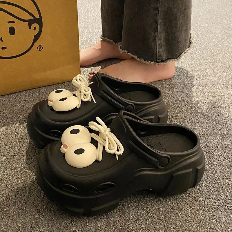 Internet Celebrous Cave Shoes Women's Summer Outwear Explosions Sandals Thick Sole Baotou Beach Two-Wearing EVA Garden Shoes Women