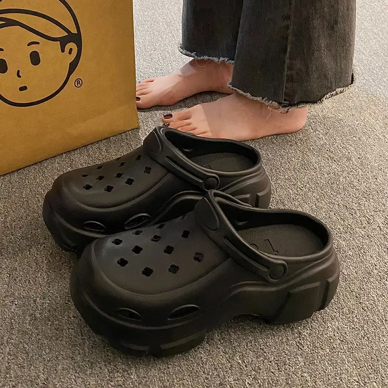 Internet Celebrous Cave Shoes Women's Summer Outwear Explosions Sandals Thick Sole Baotou Beach Two-Wearing EVA Garden Shoes Women