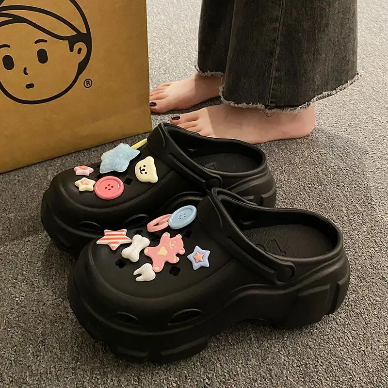Internet Celebrous Cave Shoes Women's Summer Outwear Explosions Sandals Thick Sole Baotou Beach Two-Wearing EVA Garden Shoes Women