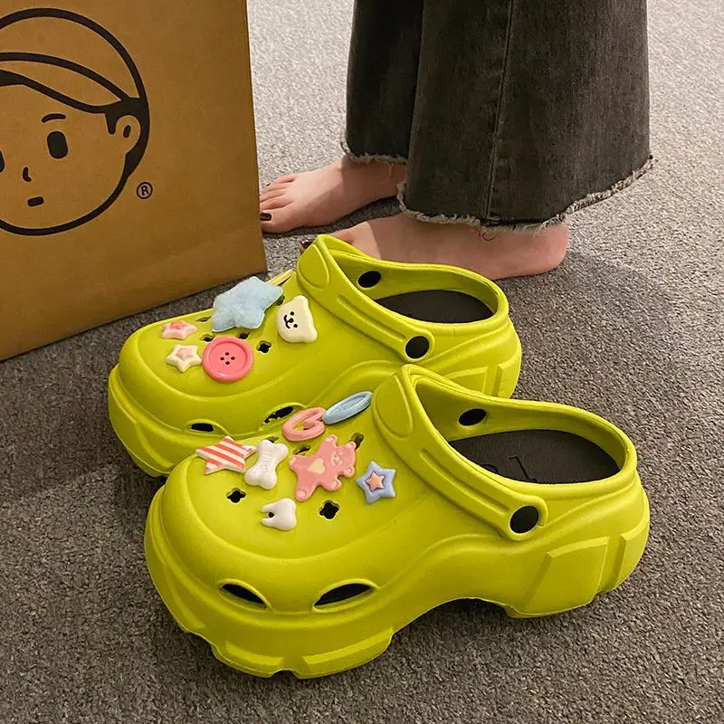 Internet Celebrous Cave Shoes Women's Summer Outwear Explosions Sandals Thick Sole Baotou Beach Two-Wearing EVA Garden Shoes Women