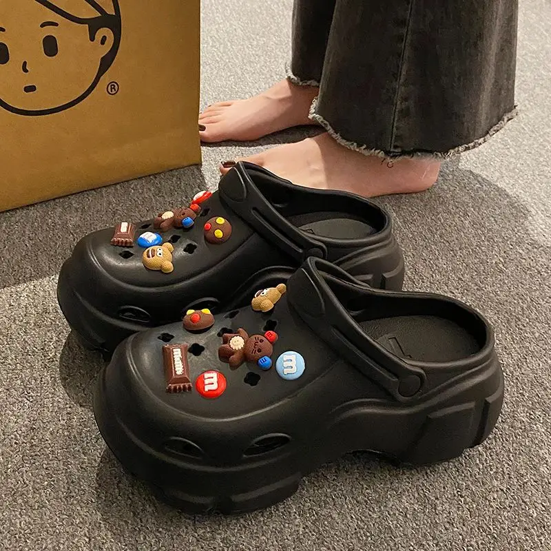 Internet Celebrous Cave Shoes Women's Summer Outwear Explosions Sandals Thick Sole Baotou Beach Two-Wearing EVA Garden Shoes Women