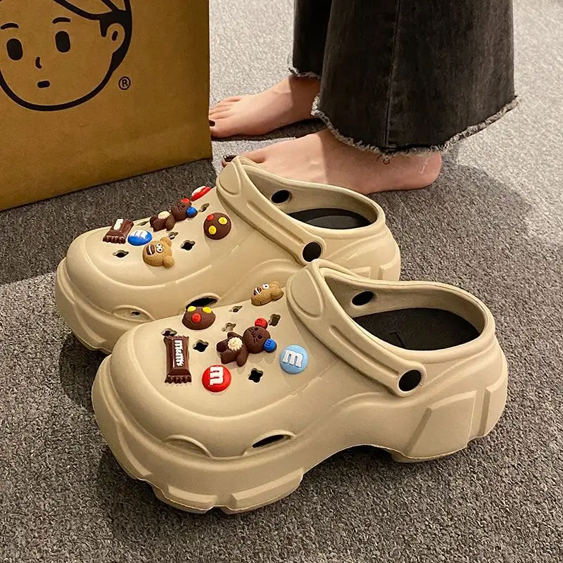 Internet Celebrous Cave Shoes Women's Summer Outwear Explosions Sandals Thick Sole Baotou Beach Two-Wearing EVA Garden Shoes Women