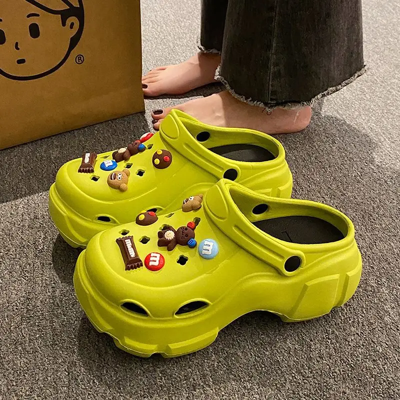 Internet Celebrous Cave Shoes Women's Summer Outwear Explosions Sandals Thick Sole Baotou Beach Two-Wearing EVA Garden Shoes Women