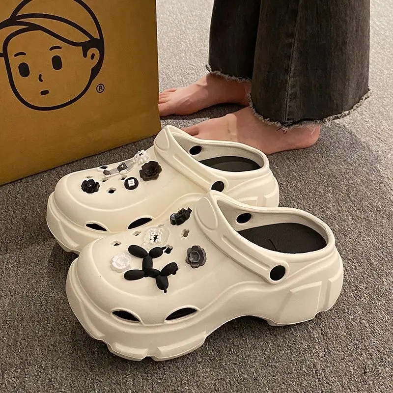 Internet Celebrous Cave Shoes Women's Summer Outwear Explosions Sandals Thick Sole Baotou Beach Two-Wearing EVA Garden Shoes Women