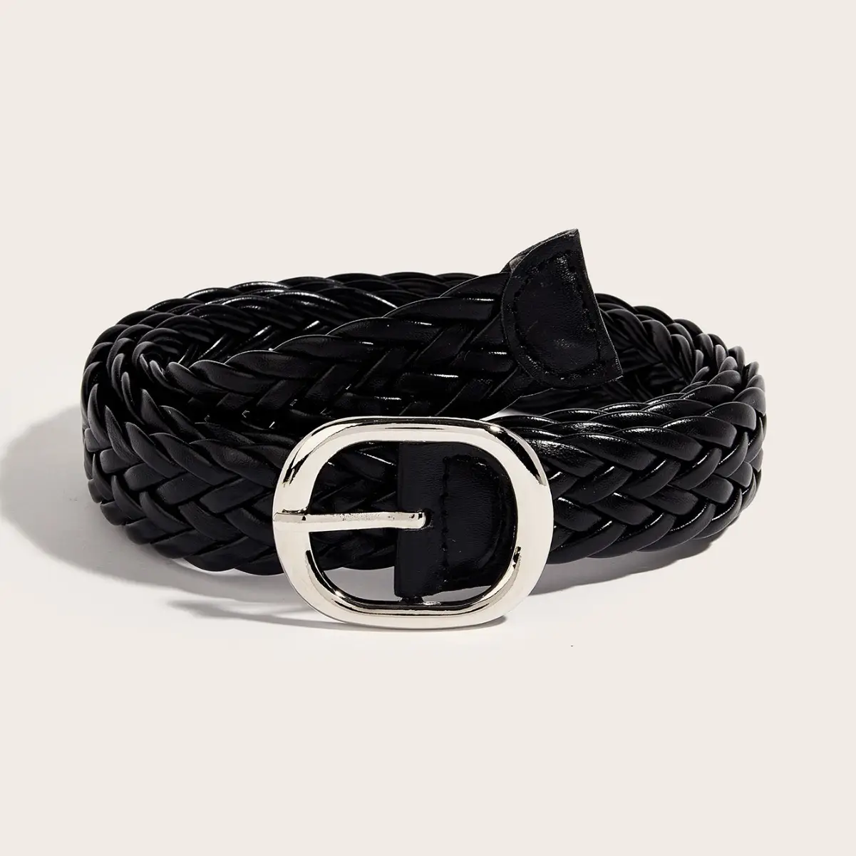 Women's Black Braided Vintage Belt with Suit Ins Style
