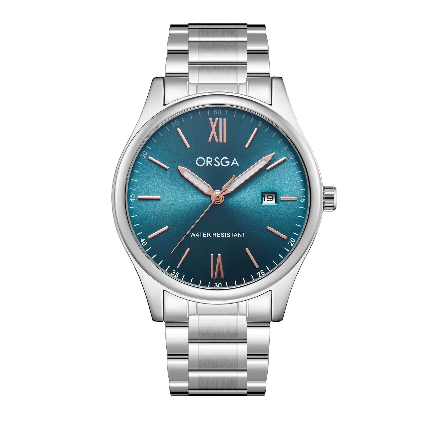 Orsga Men's Quartz Watch with Blue Leather Strap