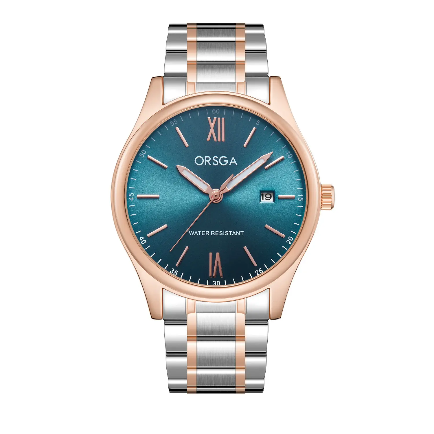 Orsga Men's Quartz Watch with Blue Leather Strap