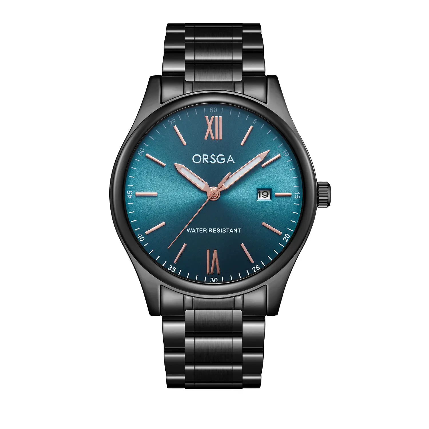 Orsga Men's Quartz Watch with Blue Leather Strap