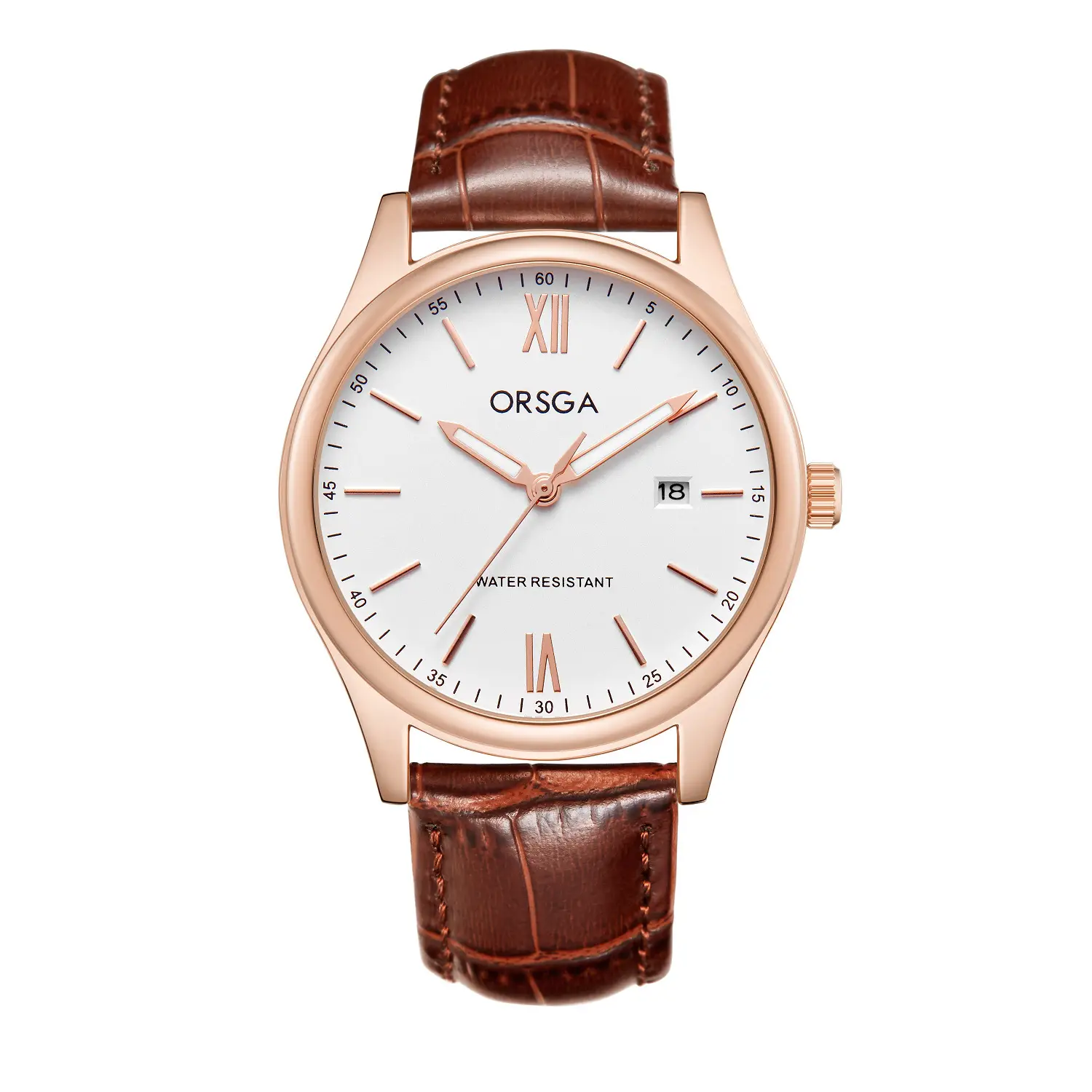 Orsga Men's Quartz Watch with Blue Leather Strap