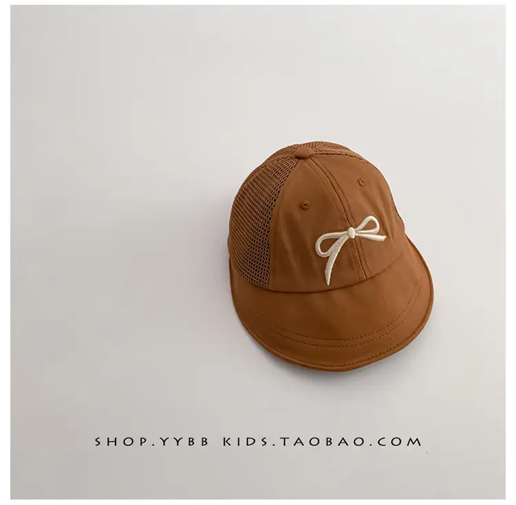 Women's Brown Mesh Baseball Cap with White Bow — feature 17