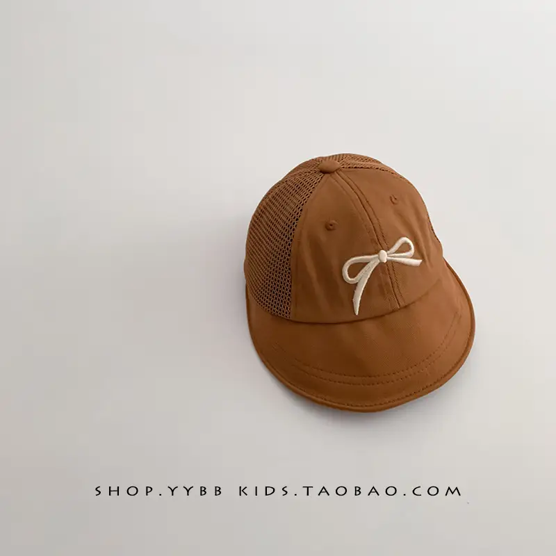 Women's Brown Mesh Baseball Cap with White Bow - Image 2