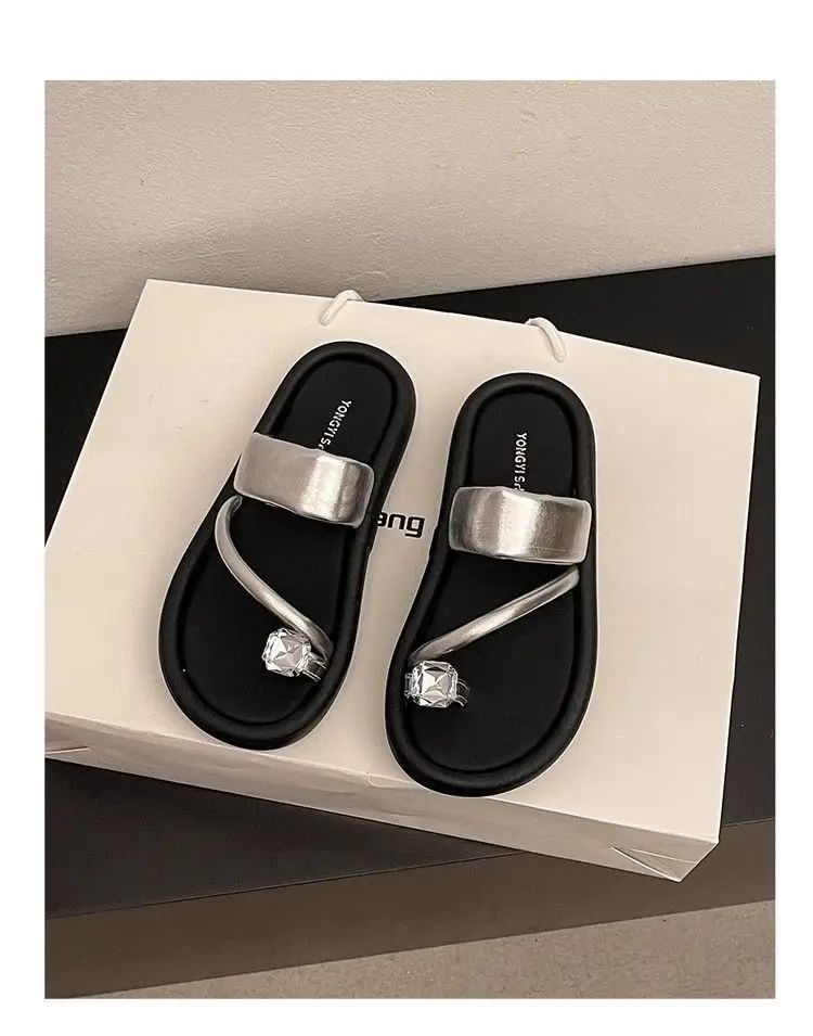French Style Women's Black Open Toe Sandals with Clip Toe — feature 10