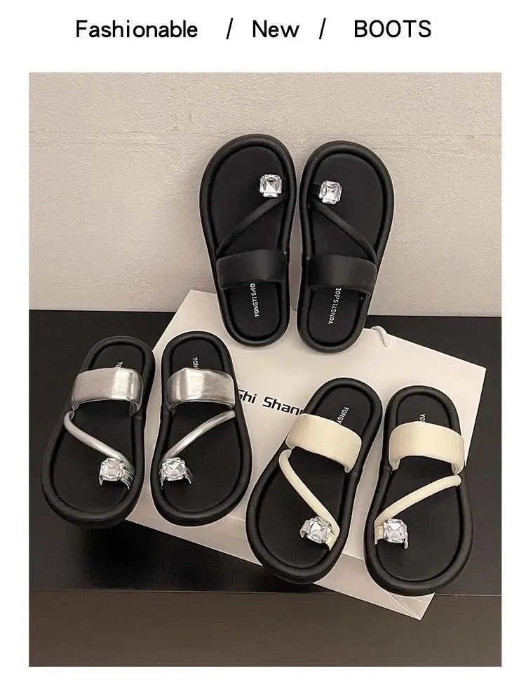 French Style Women's Black Open Toe Sandals with Clip Toe — feature 8