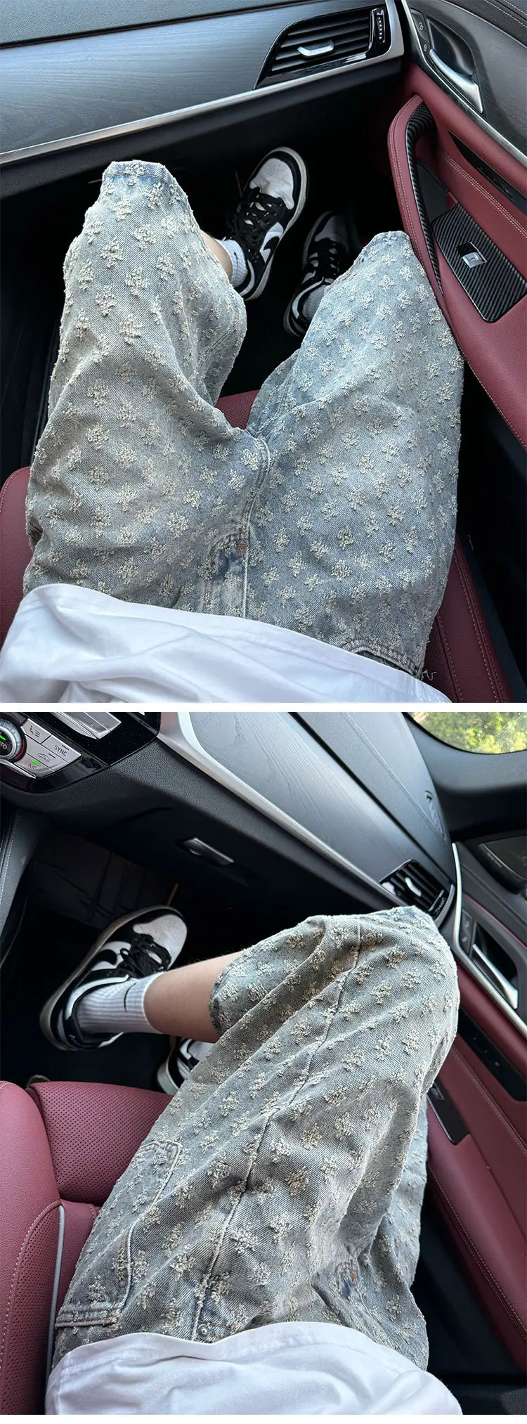 Men Printed Jacquard Shorts Vintage Denim Summer Hiphop Pants — feature 5