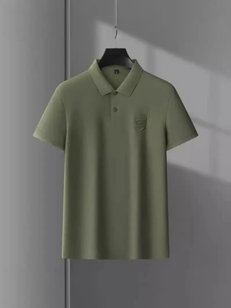Men's Black Embroidered Polo Shirt Short Sleeve - Image 5