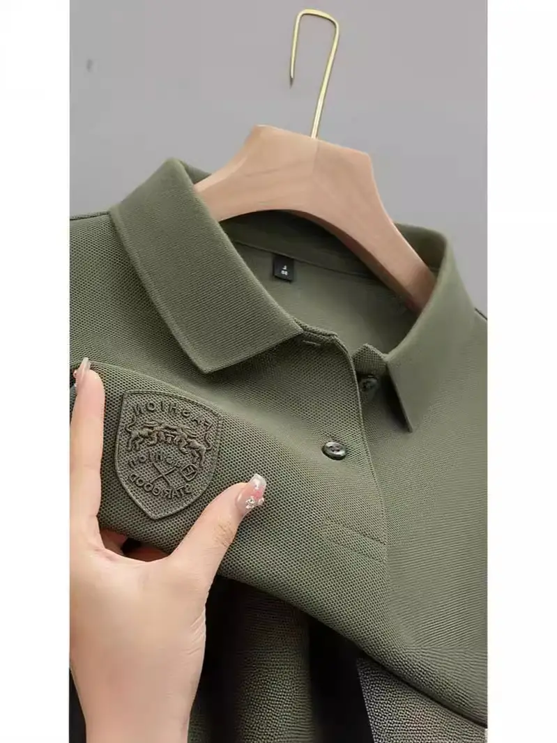 Men's Black Embroidered Polo Shirt Short Sleeve - Image 8