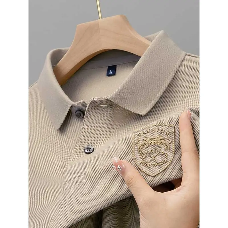 Men's Black Embroidered Polo Shirt Short Sleeve - Image 2