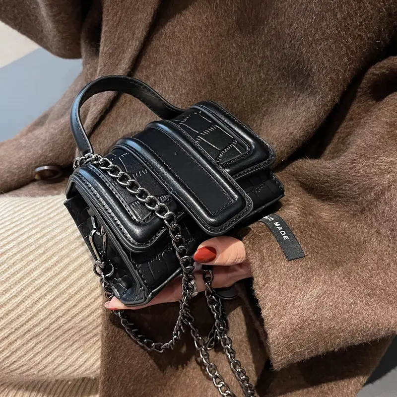 Mini Square Bag Women Silver Black 2024 Fashion - Image 5