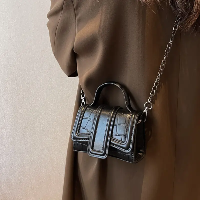Mini Square Bag Women Silver Black 2024 Fashion - Image 7