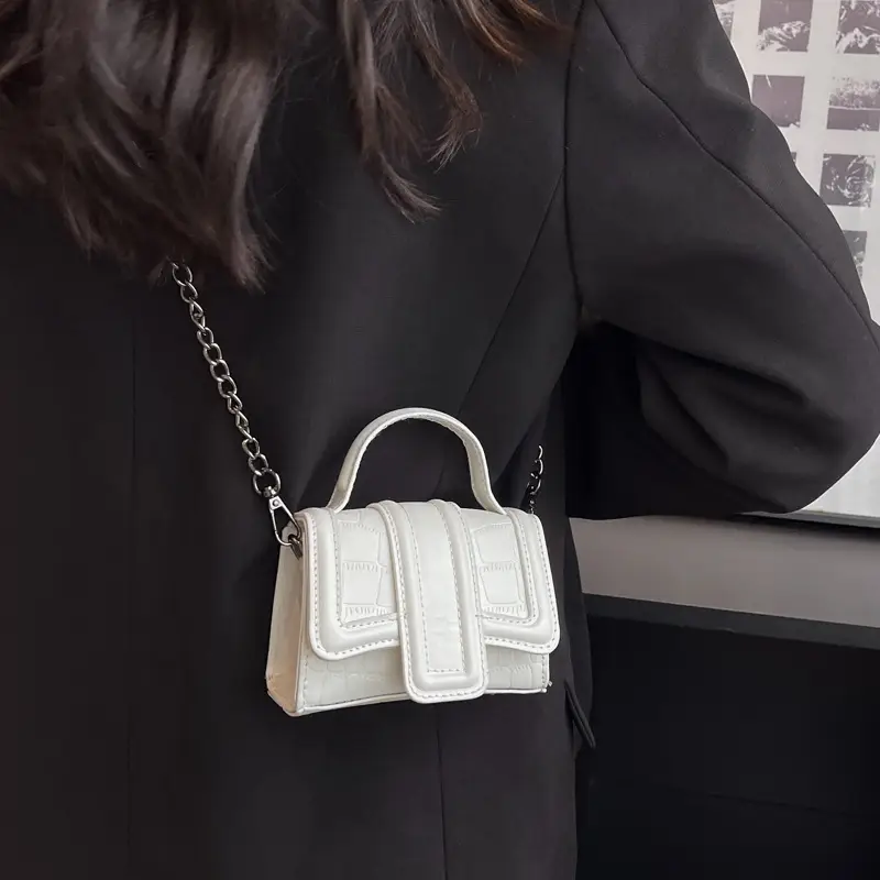 Mini Square Bag Women Silver Black 2024 Fashion - Image 8