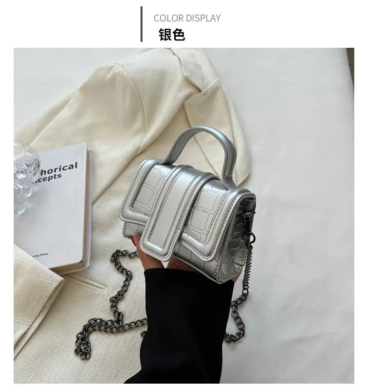 Mini Square Bag Women Silver Black 2024 Fashion — feature 18