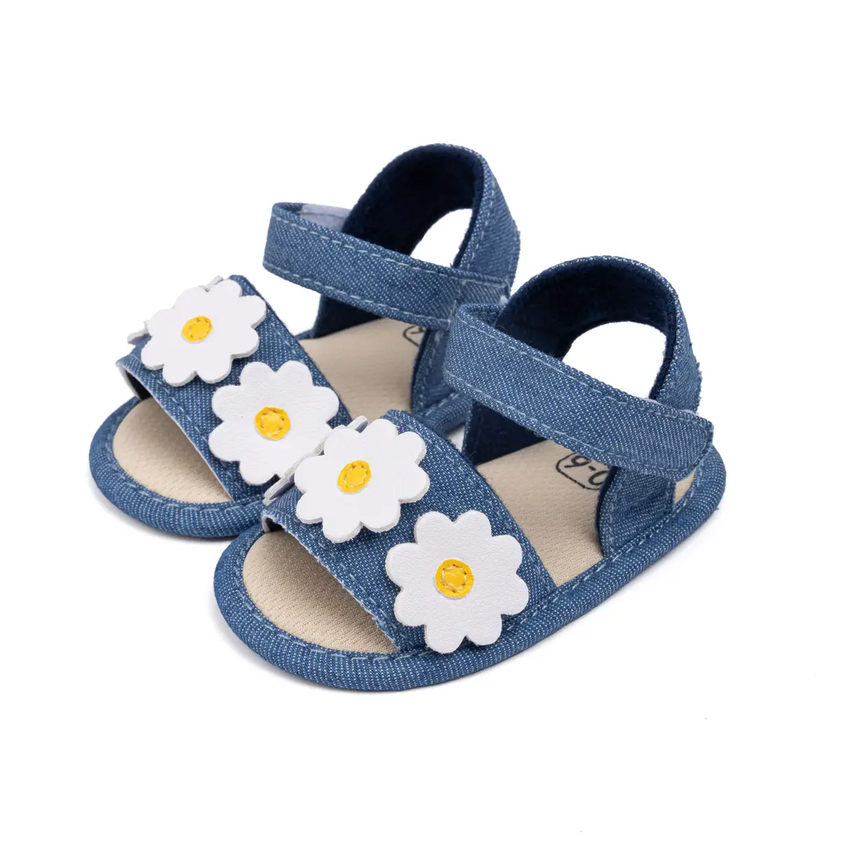 Baby Floral Sandals White Yellow Flower Sole