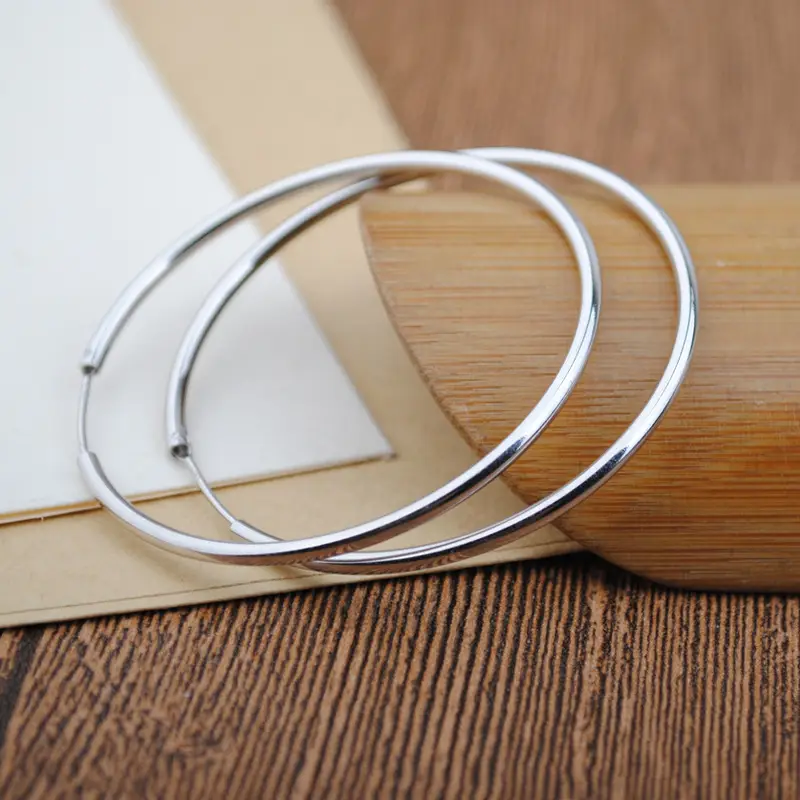 S925 Silver Big Ear Ring Earrings Round Size - Image 4
