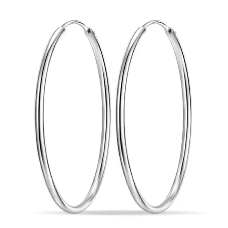 S925 Silver Big Ear Ring Earrings Round Size - Image 5