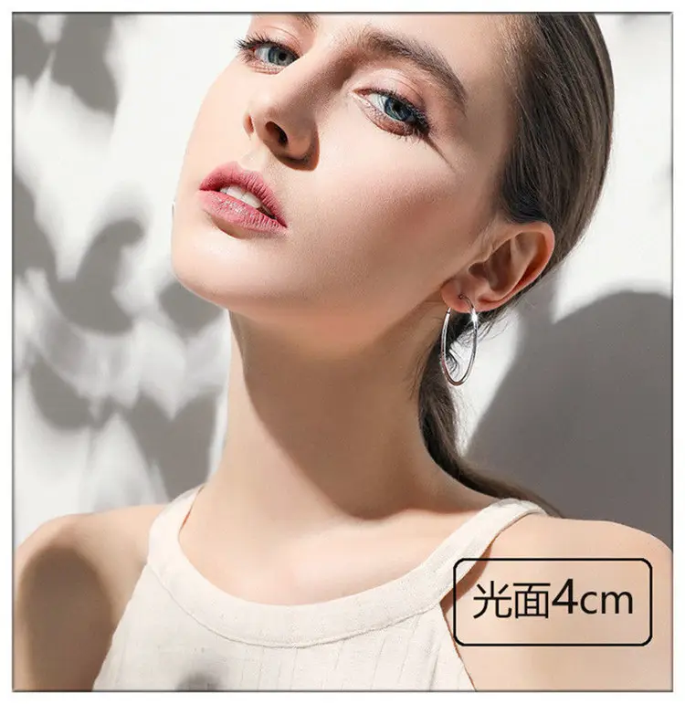 S925 Silver Big Ear Ring Earrings Round Size — feature 1