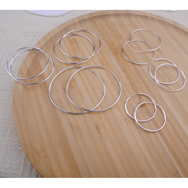 S925 Silver Big Ear Ring Earrings Round Size — feature 11