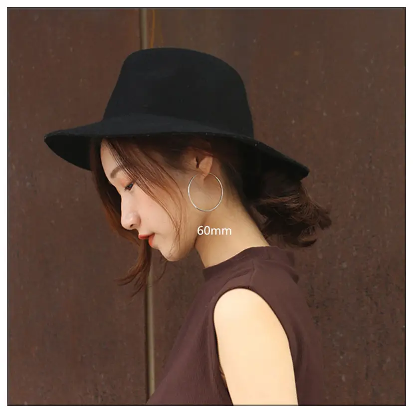 S925 Silver Big Ear Ring Earrings Round Size — feature 19