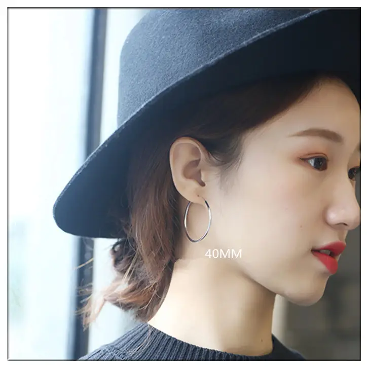 S925 Silver Big Ear Ring Earrings Round Size — feature 20