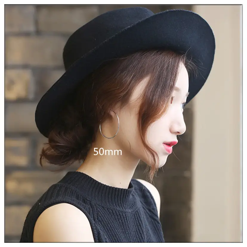 S925 Silver Big Ear Ring Earrings Round Size — feature 21
