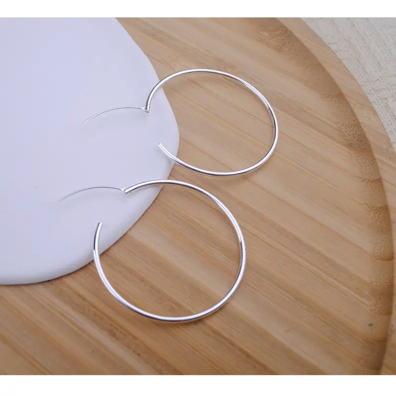 S925 Silver Big Ear Ring Earrings Round Size — feature 6