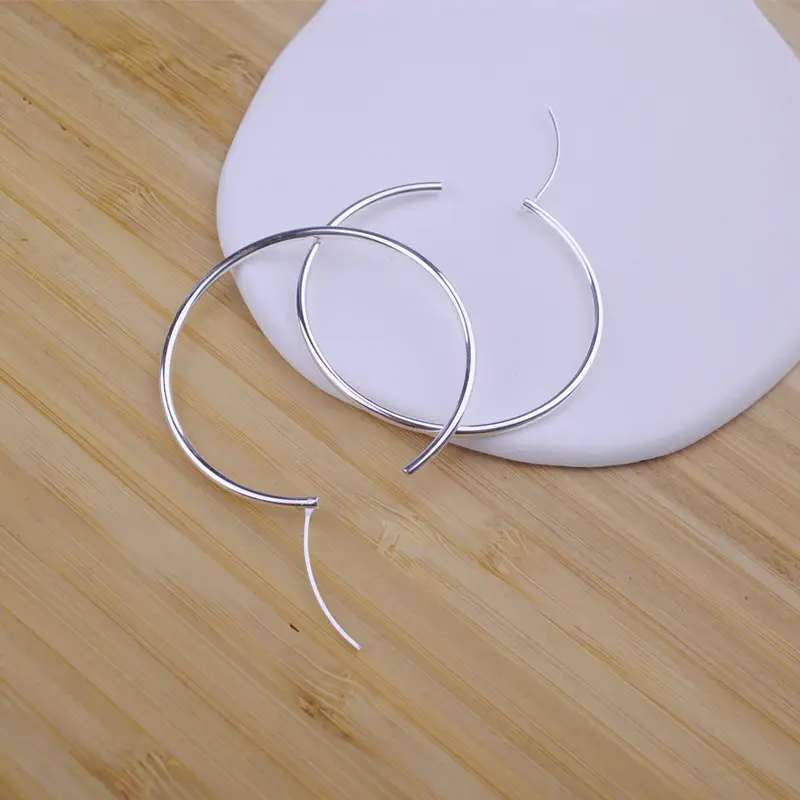 S925 Silver Big Ear Ring Earrings Round Size — feature 7