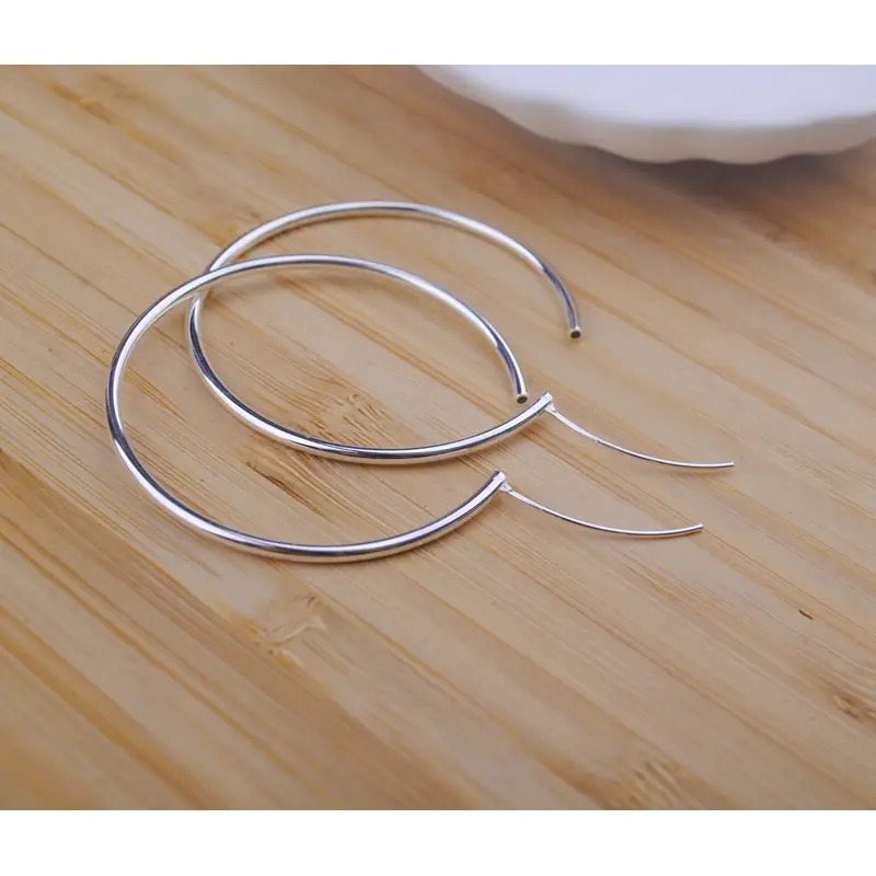 S925 Silver Big Ear Ring Earrings Round Size — feature 9