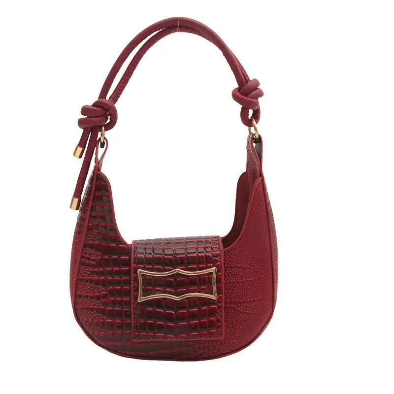 White Crocodile Pattern Shoulder Bag for Women - Image 10