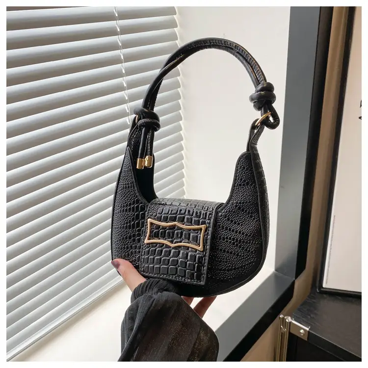 White Crocodile Pattern Shoulder Bag for Women — feature 27