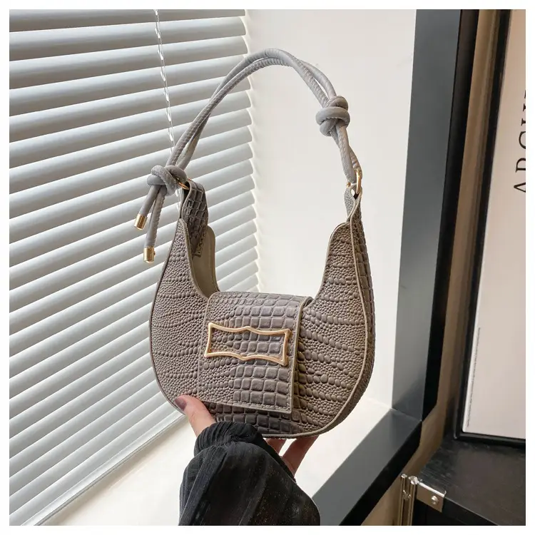 White Crocodile Pattern Shoulder Bag for Women — feature 28