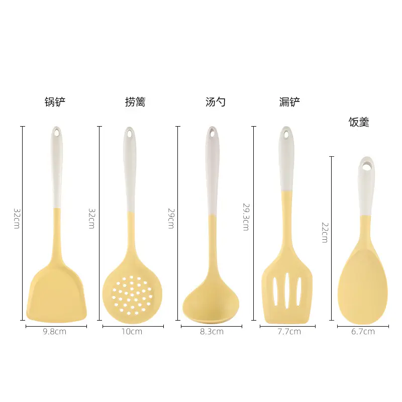 Silicone kitchenware cooking spatula soup spoon colander rice spoon colander suit silicone spatula food grade high temperature resistant in stock