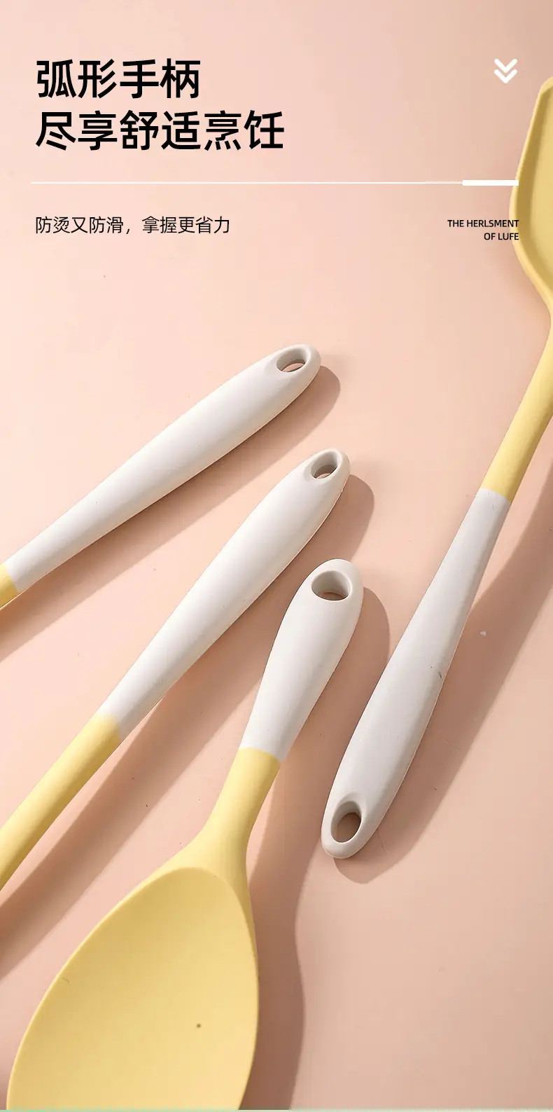 Silicone kitchenware cooking spatula soup spoon colander rice spoon colander suit silicone spatula food grade high temperature resistant in stock — feature 15