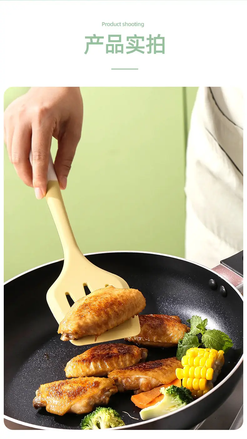 Silicone kitchenware cooking spatula soup spoon colander rice spoon colander suit silicone spatula food grade high temperature resistant in stock — feature 19