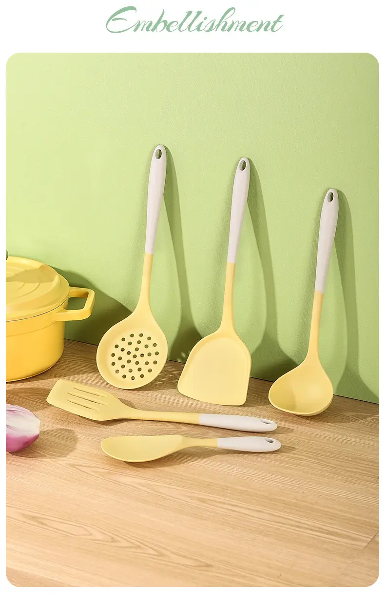 Silicone kitchenware cooking spatula soup spoon colander rice spoon colander suit silicone spatula food grade high temperature resistant in stock — feature 20