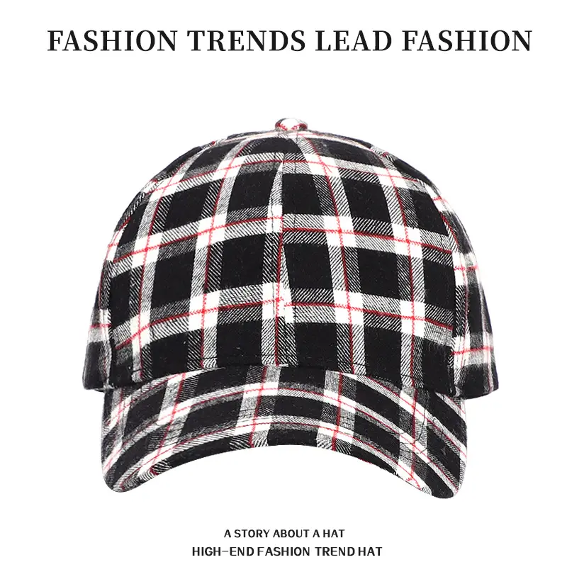 Women Plaid Duck Tongue Hat Black Spring Summer