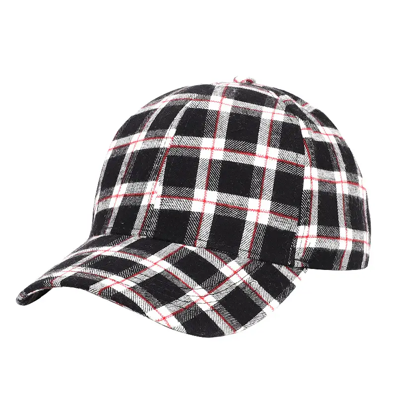 Women Plaid Duck Tongue Hat Black Spring Summer